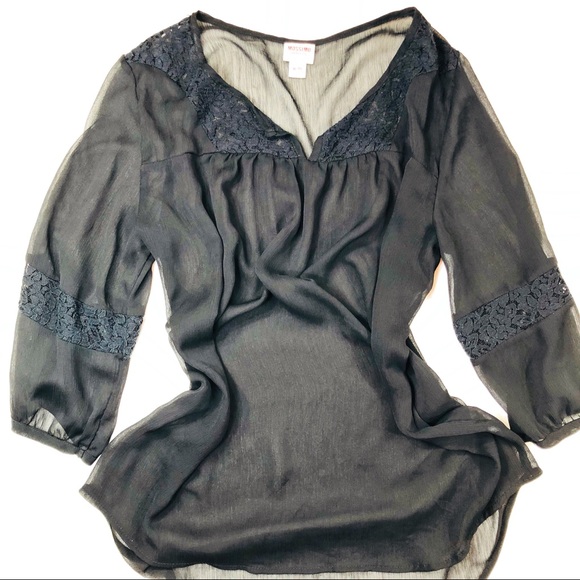 Mossimo Supply Co. Tops - Mossimo Black See-Through Lacey Top